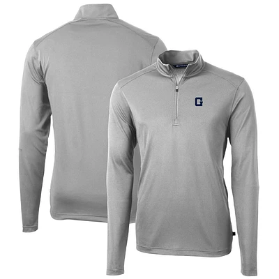 Men's Cutter & Buck Gray Georgetown Hoyas Virtue Eco Pique Recycled Quarter-Zip Pullover Top