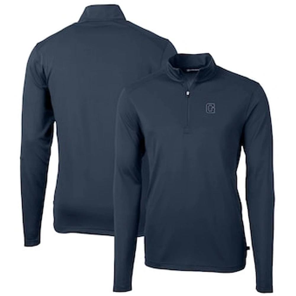 Men's Cutter & Buck Navy Georgetown Hoyas Virtue Eco Pique Recycled Quarter-Zip Pullover Top