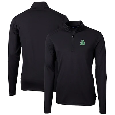 Men's Cutter & Buck Marshall Thundering Herd Virtue Eco Pique Recycled Quarter-Zip Pullover Top