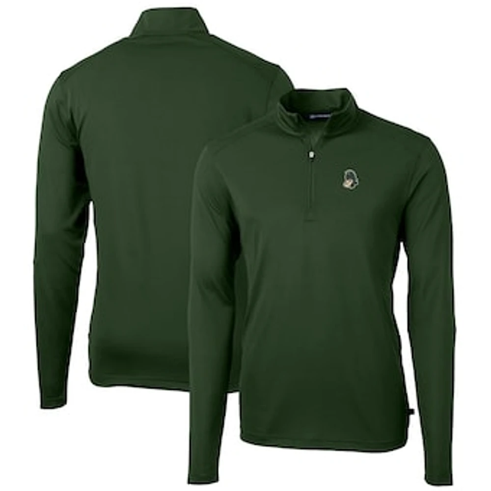 Men's Cutter & Buck Michigan State Spartans Virtue Eco Pique Recycled Quarter-Zip Pullover Top