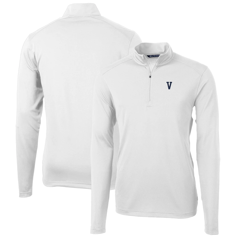 Men's Cutter & Buck White Villanova Wildcats Virtue Eco Pique Recycled Quarter-Zip Pullover Top
