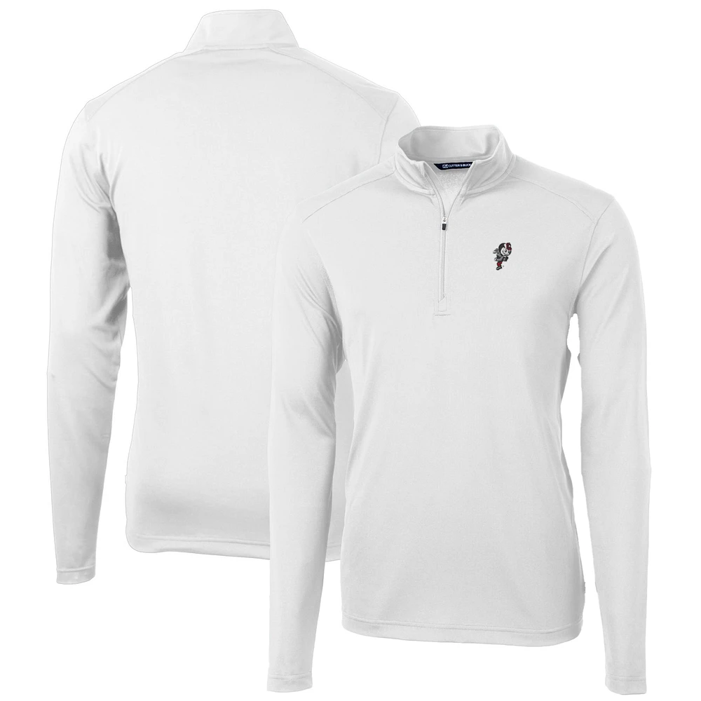 Men's Cutter & Buck Ohio State Buckeyes Virtue Eco Pique Recycled Quarter-Zip Pullover Top