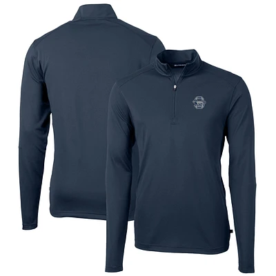 Men's Cutter & Buck Navy Penn State Nittany Lions Virtue Eco Pique Recycled Quarter-Zip Pullover Top