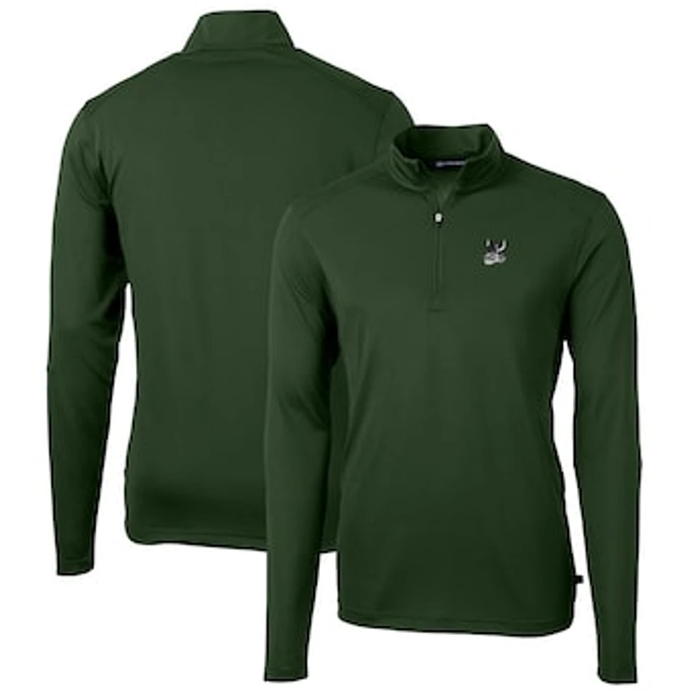 Men's Cutter & Buck Green Portland State Vikings Virtue Eco Pique Recycled Quarter-Zip Pullover Top