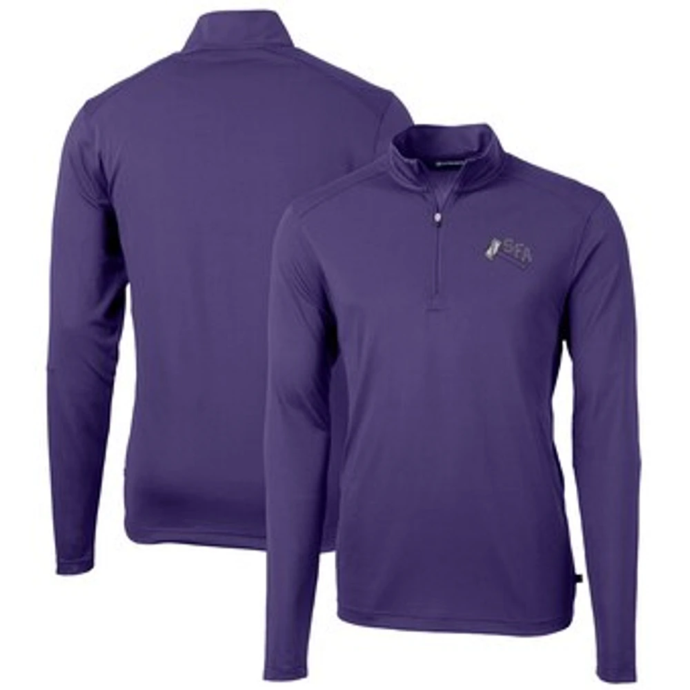 Men's Cutter & Buck Stephen F Austin Lumberjacks Virtue Eco Pique Recycled Quarter-Zip Pullover Top