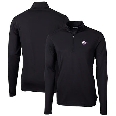 Men's Cutter & Buck Black TCU Horned Frogs Virtue Eco Pique Recycled Quarter-Zip Pullover Top
