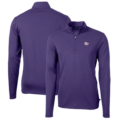 Men's Cutter & Buck Purple TCU Horned Frogs Virtue Eco Pique Recycled Quarter-Zip Pullover Top