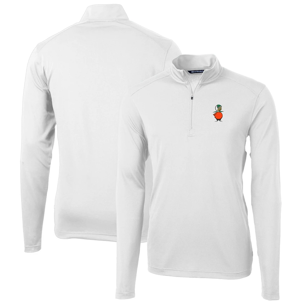 Men's Cutter & Buck White UCF Knights Virtue Eco Pique Recycled Quarter-Zip Pullover Top