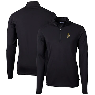 Men's Cutter & Buck Black Wichita State Shockers Virtue Eco Pique Recycled Quarter-Zip Pullover Top
