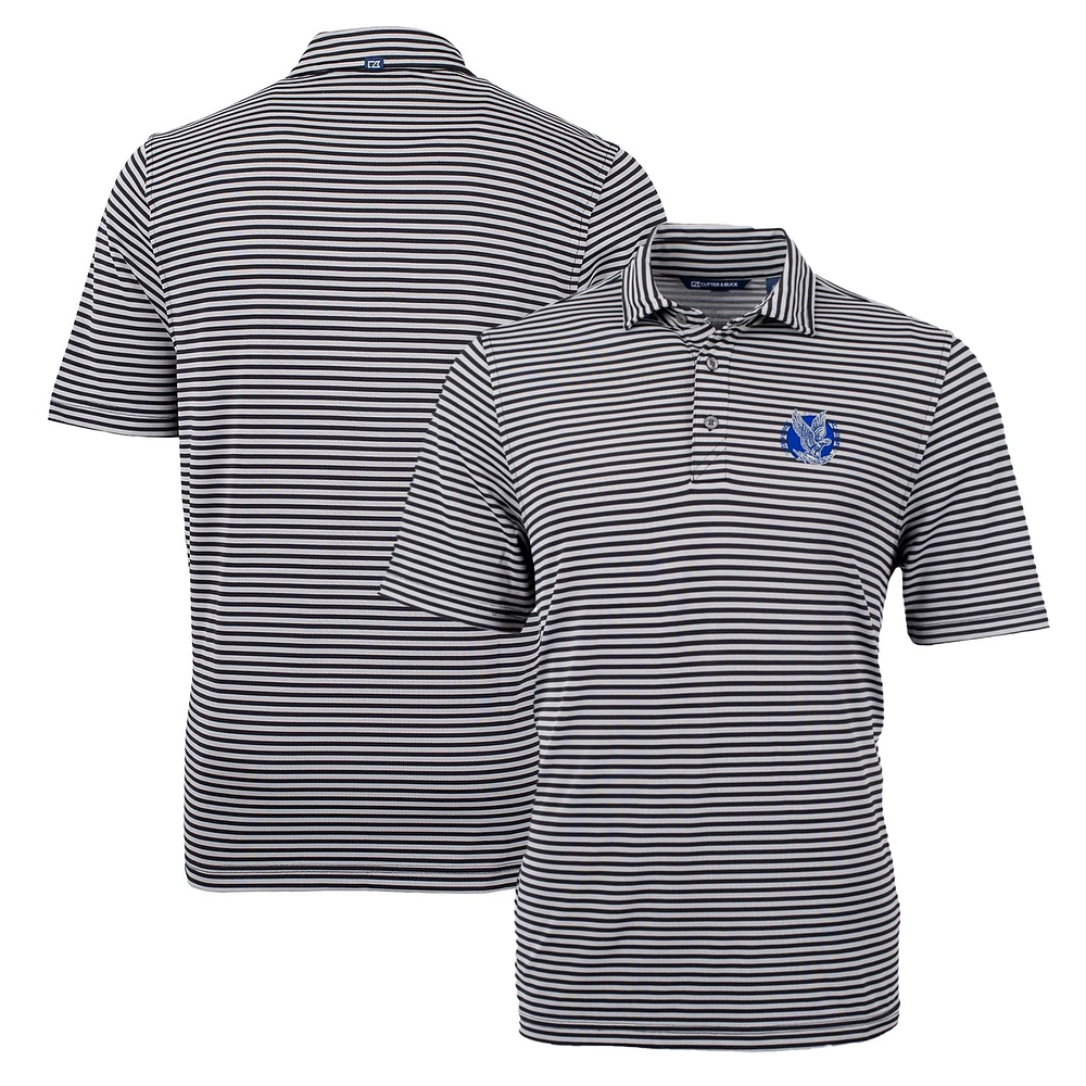 Men's Cutter & Buck Black Air Force Falcons Throwback Logo Virtue Eco Pique Stripe Recycled Polo