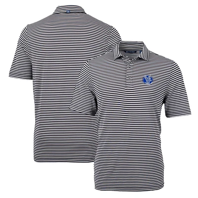 Men's Cutter & Buck Black Air Force Falcons Throwback Logo Virtue Eco Pique Stripe Recycled Polo