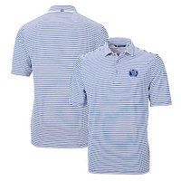 Men's Cutter & Buck Blue Air Force Falcons Throwback Logo Virtue Eco Pique Stripe Recycled Polo