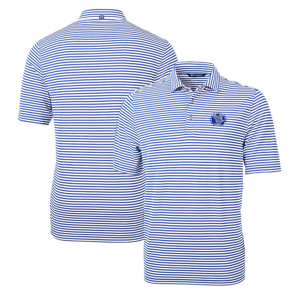 Men's Cutter & Buck Blue Air Force Falcons Throwback Logo Virtue Eco Pique Stripe Recycled Polo