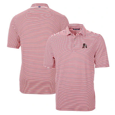 Men's Cutter & Buck Cardinal Arkansas Razorbacks Throwback Logo Virtue Eco Pique Stripe Recycled Polo