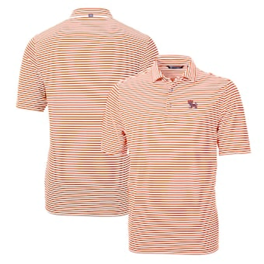 Men's Cutter & Buck Clemson Tigers Throwback Logo Virtue Eco Pique Stripe Recycled Polo