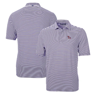 Men's Cutter & Buck Clemson Tigers Throwback Logo Virtue Eco Pique Stripe Recycled Polo