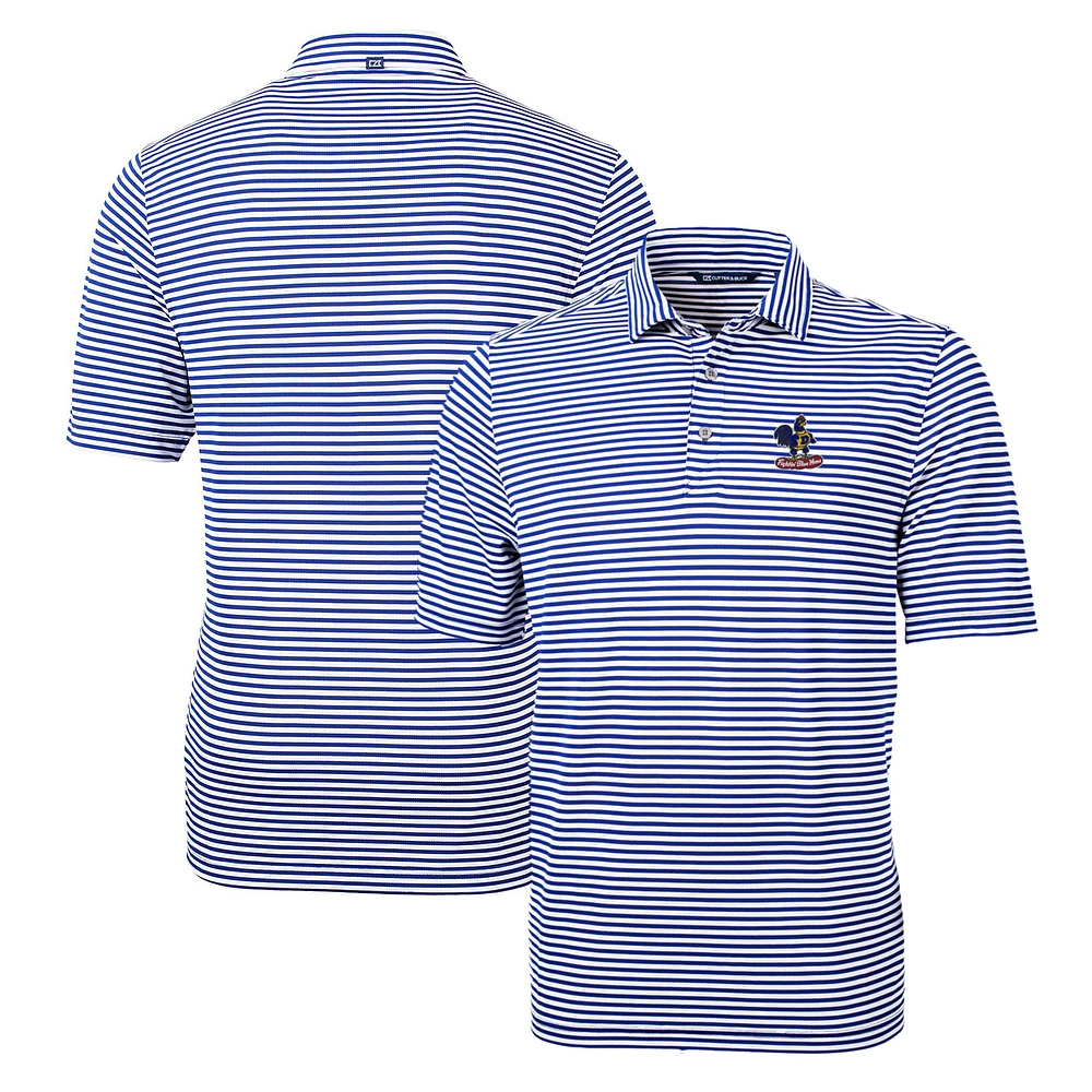 Men's Cutter & Buck Royal Delaware Fightin' Blue Hens Throwback Logo Virtue Eco Pique Stripe Recycled Polo