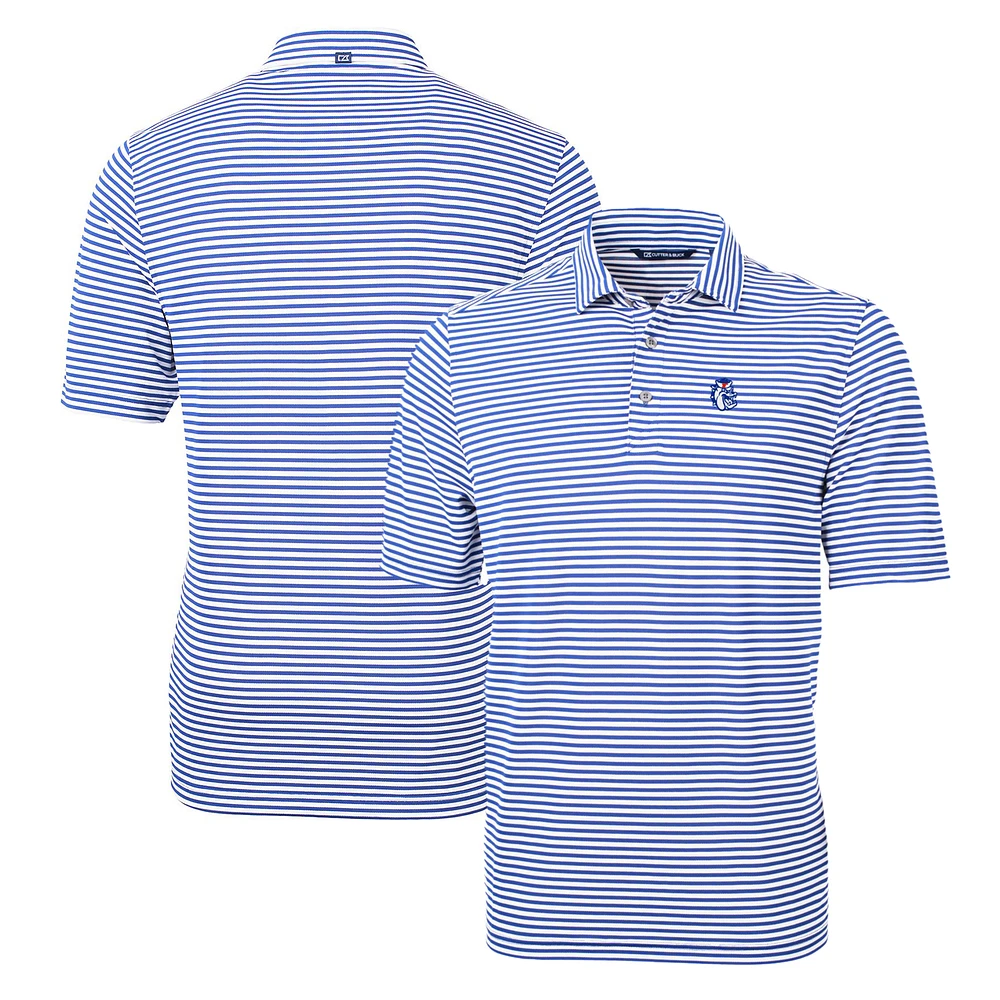 Men's Cutter & Buck Fresno State Bulldogs Throwback Logo Virtue Eco Pique Stripe Recycled Polo