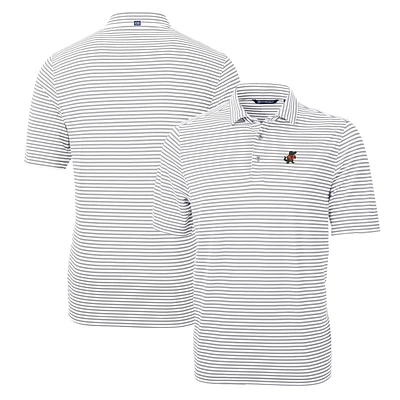 Men's Cutter & Buck Gray Florida Gators Throwback Logo Virtue Eco Pique Stripe Recycled Polo