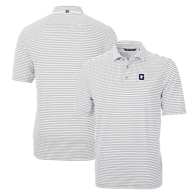Men's Cutter & Buck Gray Georgetown Hoyas Throwback Logo Virtue Eco Pique Stripe Recycled Polo