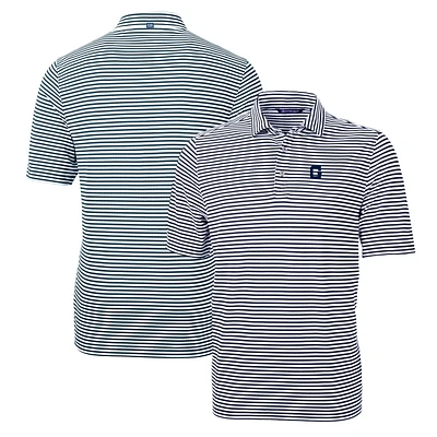 Men's Cutter & Buck Navy Georgetown Hoyas Throwback Logo Virtue Eco Pique Stripe Recycled Polo