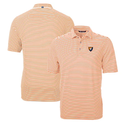 Men's Cutter & Buck Orange Illinois Fighting Illini Throwback Logo Virtue Eco Pique Stripe Recycled Polo