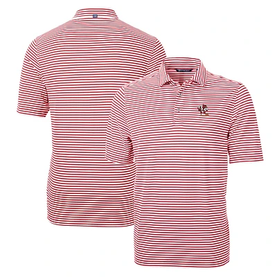 Men's Cutter & Buck Red Louisville Cardinals Throwback Logo Virtue Eco Pique Stripe Recycled Polo