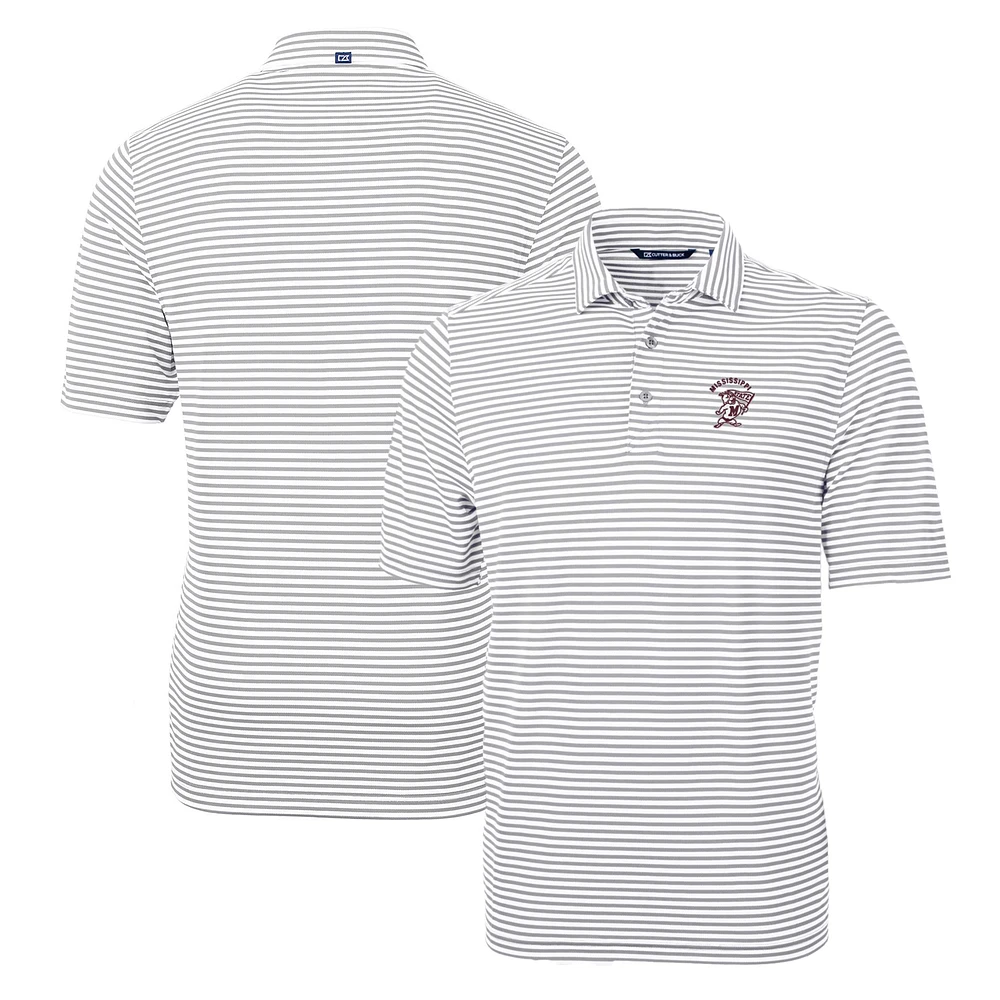 Men's Cutter & Buck Mississippi State Bulldogs Throwback Logo Virtue Eco Pique Stripe Recycled Polo