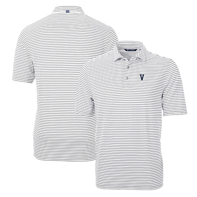 Men's Cutter & Buck Gray Villanova Wildcats Throwback Logo Virtue Eco Pique Stripe Recycled Polo