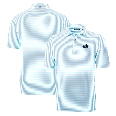Men's Cutter & Buck Light Blue Old Dominion Monarchs Throwback Logo Virtue Eco Pique Stripe Recycled Polo