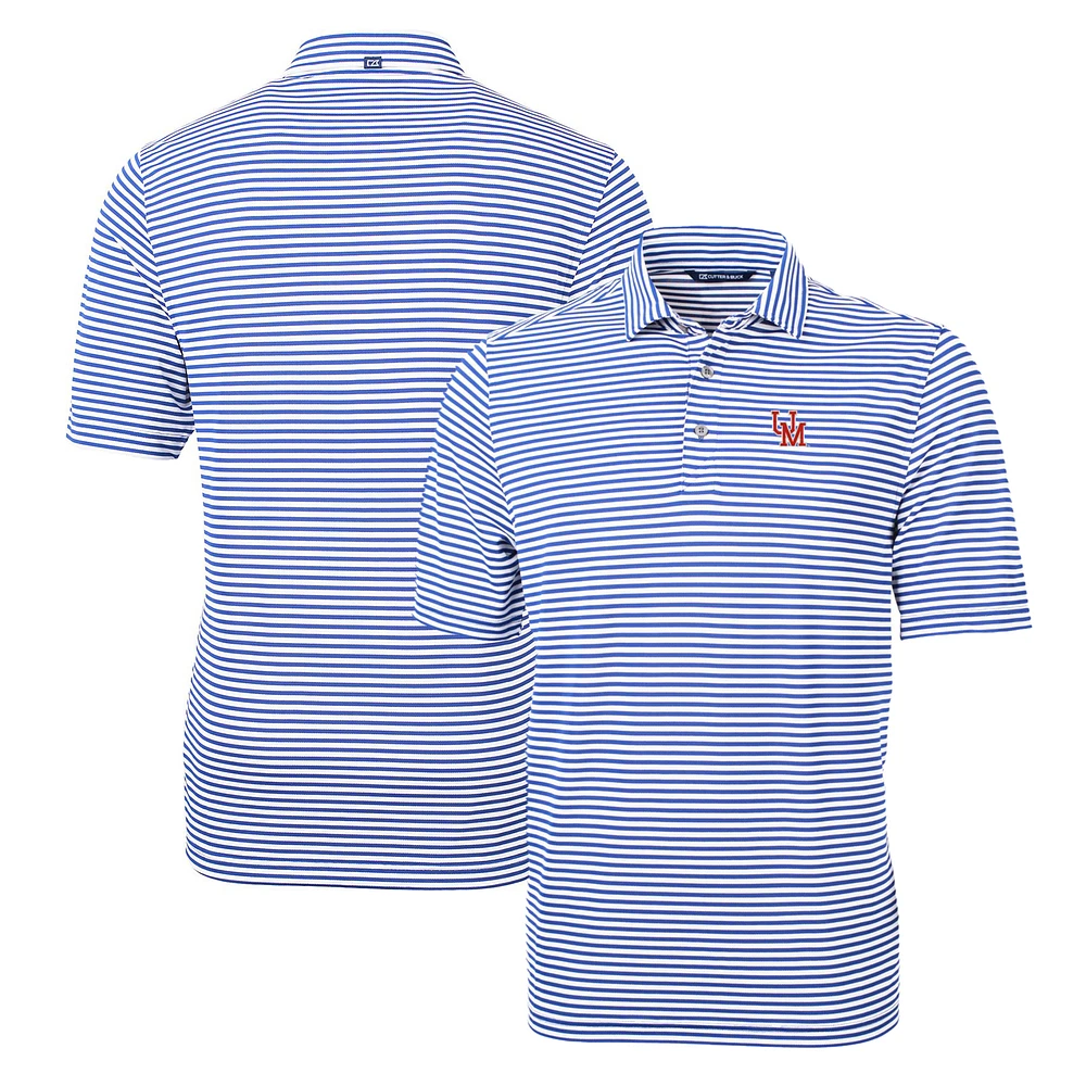 Men's Cutter & Buck Navy Ole Miss Rebels Throwback Logo Virtue Eco Pique Stripe Recycled Polo