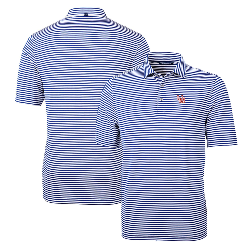 Men's Cutter & Buck Royal Ole Miss Rebels Throwback Logo Virtue Eco Pique Stripe Recycled Polo