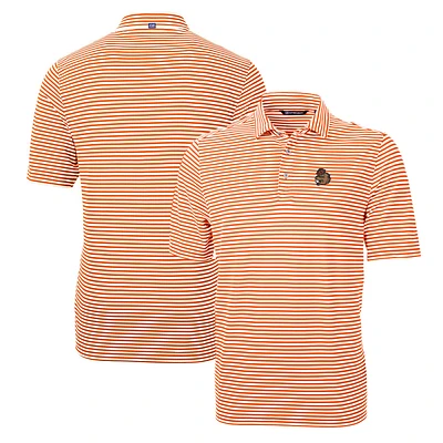 Men's Cutter & Buck Orange Oregon State Beavers Throwback Logo Virtue Eco Pique Stripe Recycled Polo