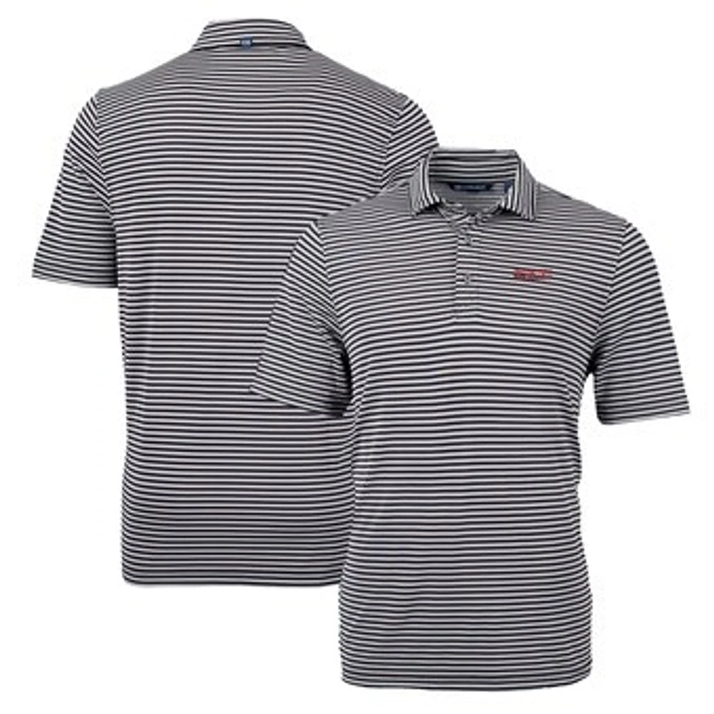 Men's Cutter & Buck Black Texas Tech Red Raiders Throwback Logo Virtue Eco Pique Stripe Recycled Polo