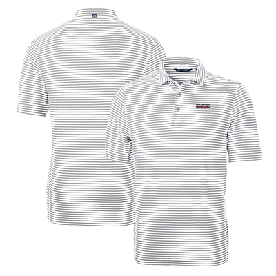 Men's Cutter & Buck Gray Texas Tech Red Raiders Throwback Logo Virtue Eco Pique Stripe Recycled Polo