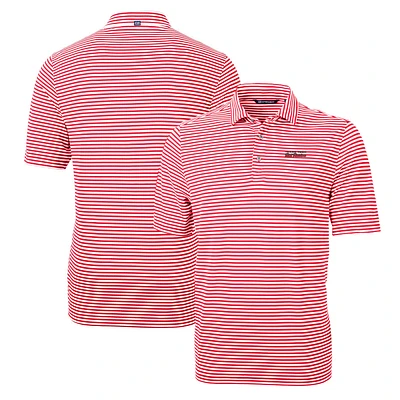 Men's Cutter & Buck Red Texas Tech Raiders Throwback Logo Virtue Eco Pique Stripe Recycled Polo
