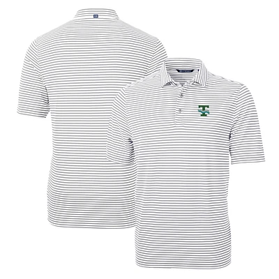 Men's Cutter & Buck Gray Tulane Green Wave Throwback Logo Virtue Eco Pique Stripe Recycled Polo