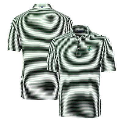 Men's Cutter & Buck Green Tulane Wave Throwback Logo Virtue Eco Pique Stripe Recycled Polo