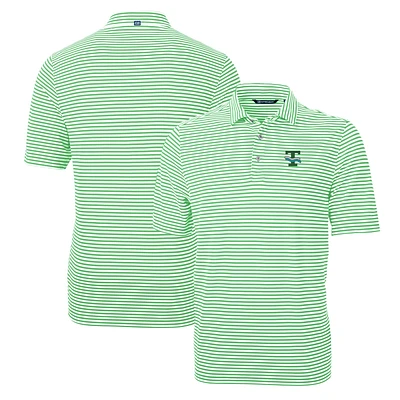 Men's Cutter & Buck Kelly Green Tulane Wave Throwback Logo Virtue Eco Pique Stripe Recycled Polo