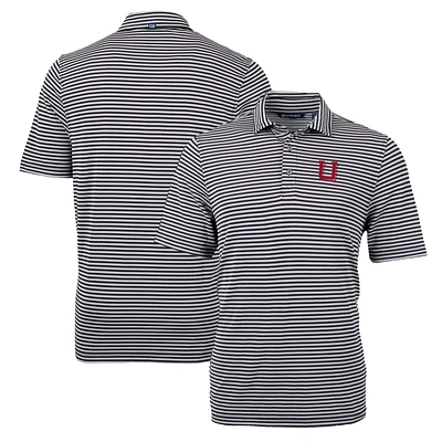 Men's Cutter & Buck Black Utah Utes Throwback Logo Virtue Eco Pique Stripe Recycled Polo
