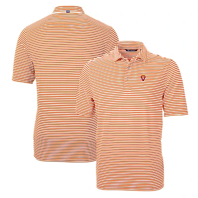 Men's Cutter & Buck Orange Virginia Tech Hokies Throwback Logo Virtue Eco Pique Stripe Recycled Polo