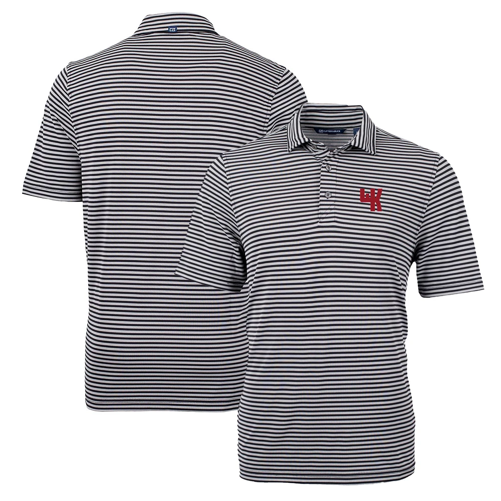 Men's Cutter & Buck Black Western Kentucky Hilltoppers Throwback Logo Virtue Eco Pique Stripe Recycled Polo