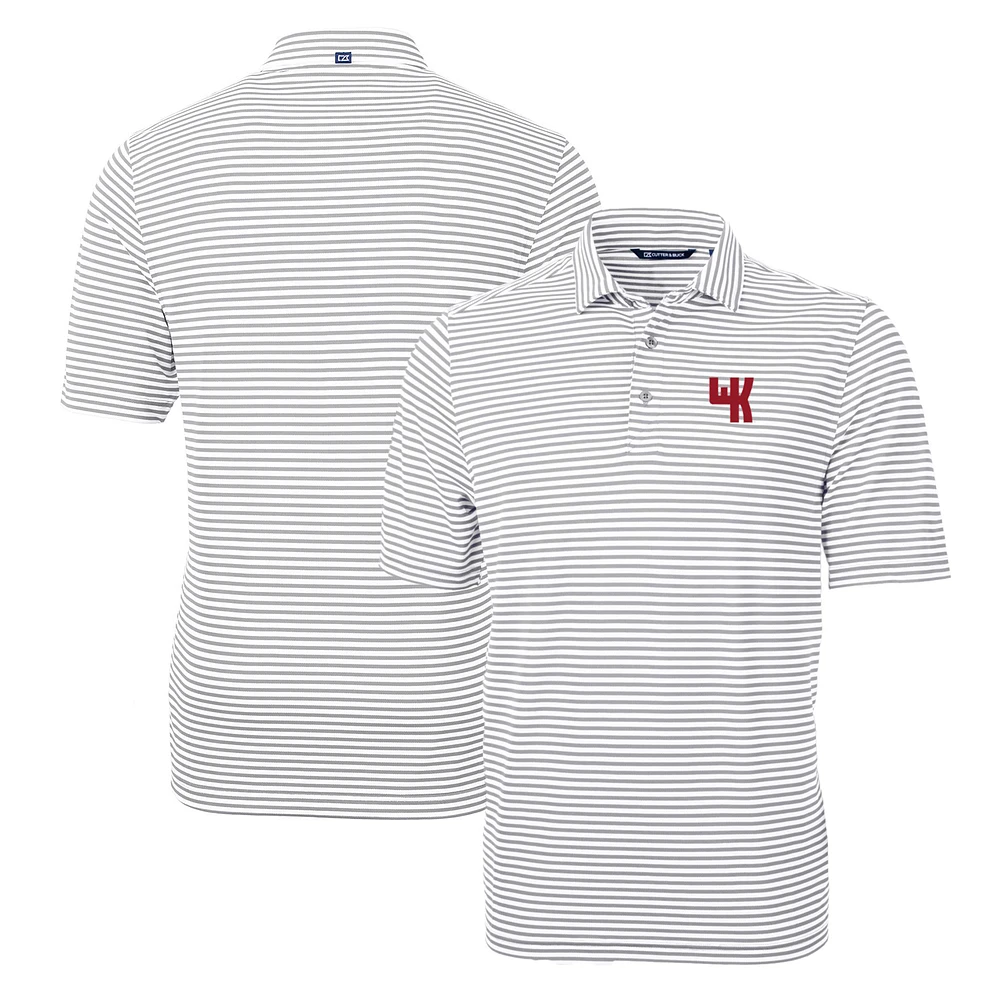 Men's Cutter & Buck Gray Western Kentucky Hilltoppers Throwback Logo Virtue Eco Pique Stripe Recycled Polo