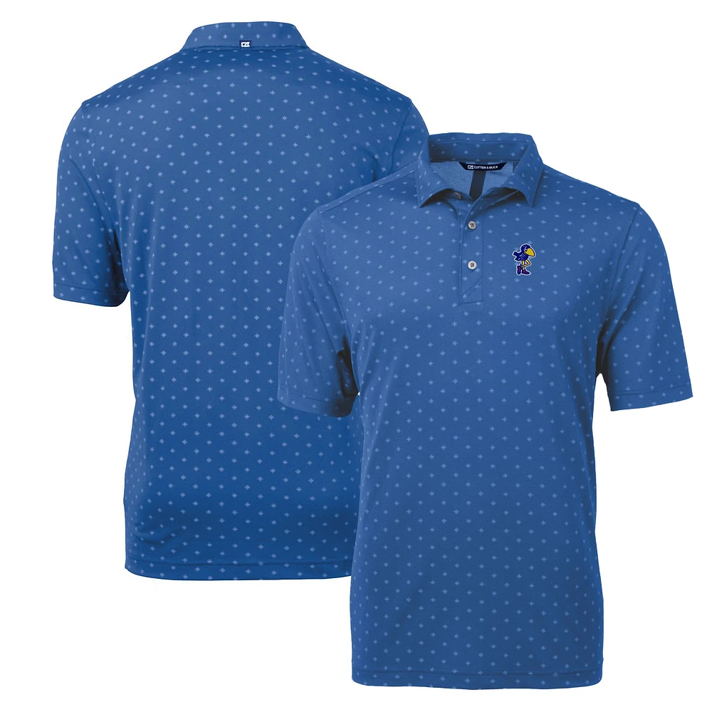 Men's Cutter & Buck Royal Kansas Jayhawks Virtue Eco Pique Tile Recycled Polo