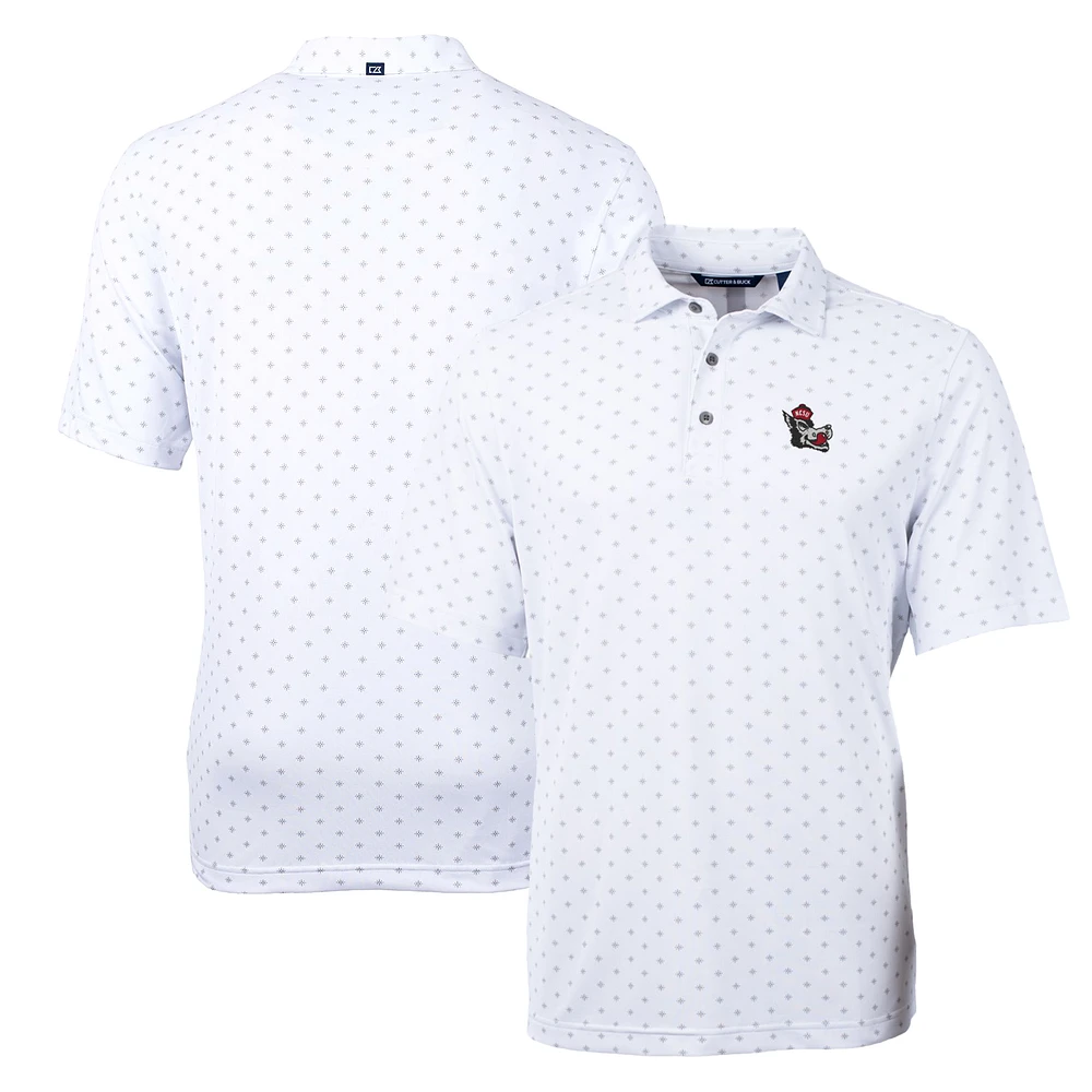 Men's Cutter & Buck White NC State Wolfpack Virtue Eco Pique Tile Recycled Polo