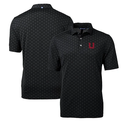 Men's Cutter & Buck Black Utah Utes Virtue Eco Pique Tile Recycled Polo