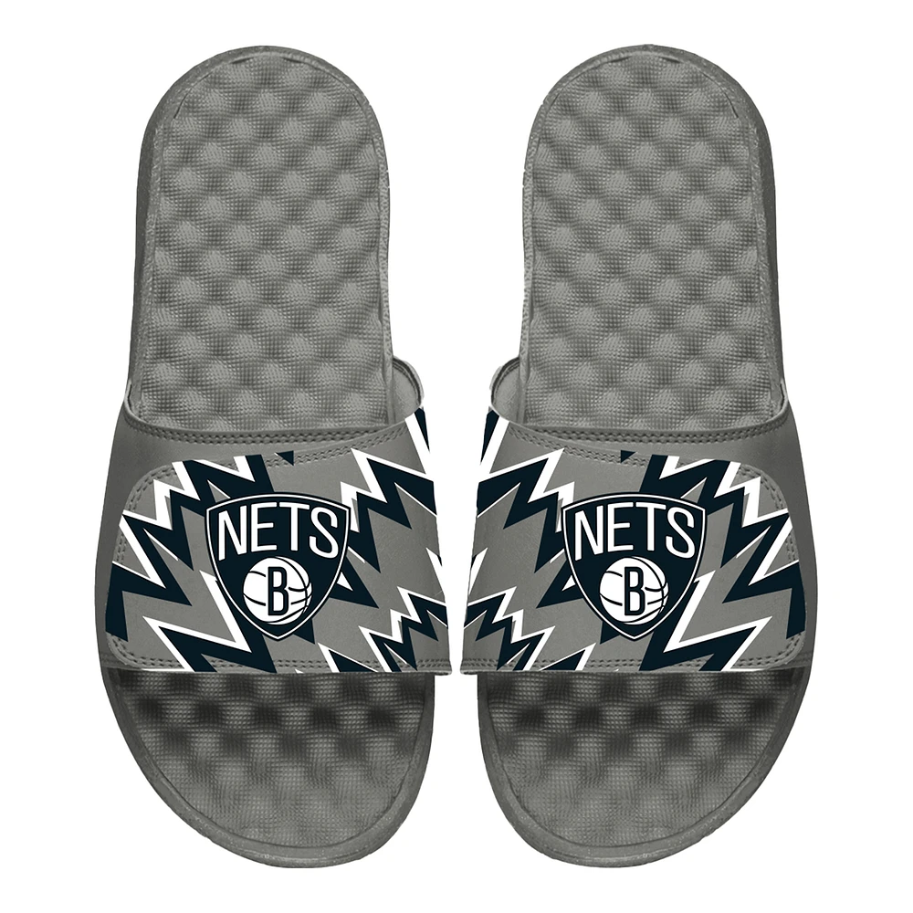 ISlide Gray Brooklyn Nets High Energy Slide Sandals