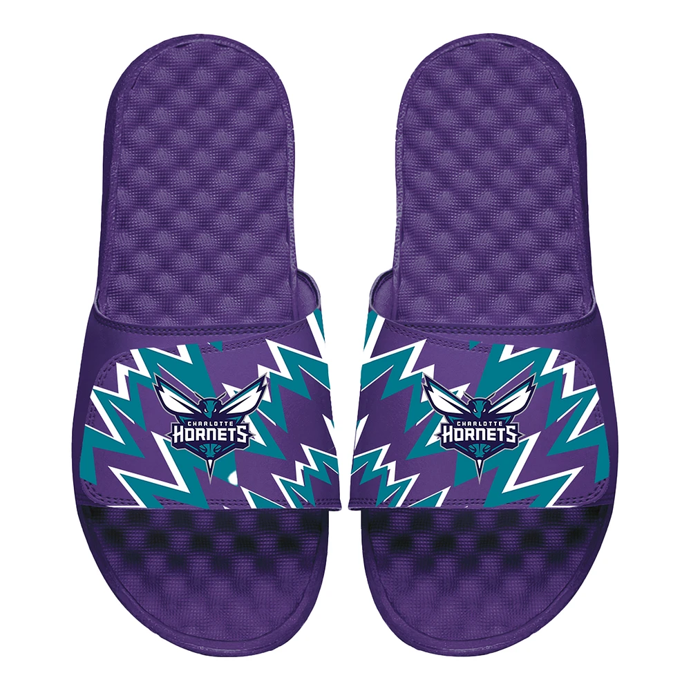Youth ISlide Purple Charlotte Hornets High Energy Slide Sandals