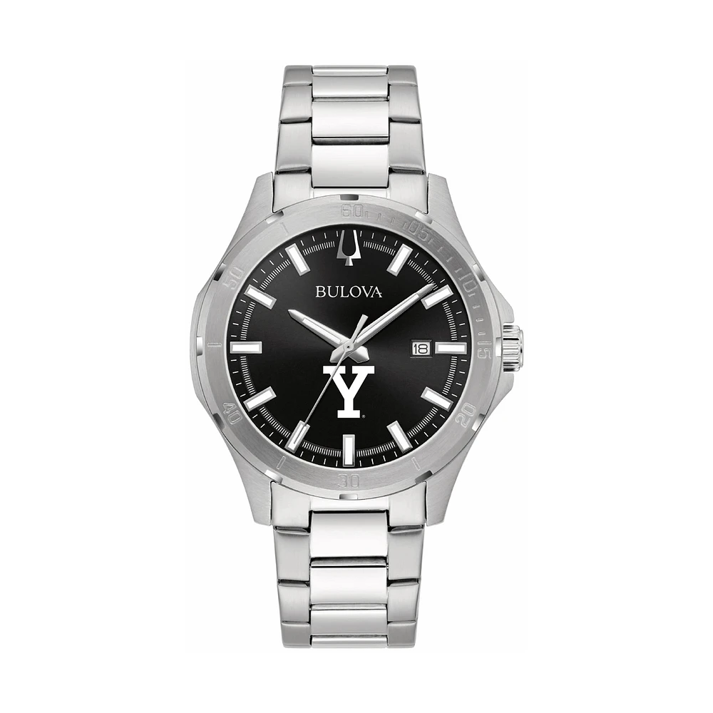 Men's Bulova Black Yale Bulldogs Stainless Steel Classic Sport Watch