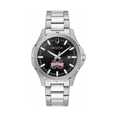 Men's Bulova Black Mississippi State Bulldogs Stainless Steel Classic Sport Watch